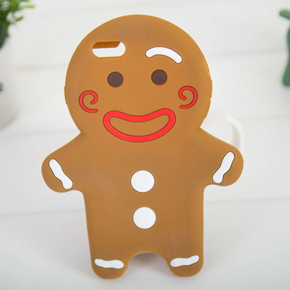 

CIDERENA 1 Pc/lot Soft Silicone Cartoon Gingerbread Man Shape Cell Phone Case Back Cover for iPhone XR 8 7 Plus 6s Coque
