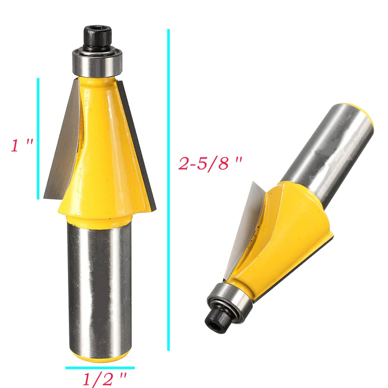 High quality 15 Degree Chamfer & Bevel Edging Router Bit 1/2 Inch Shank