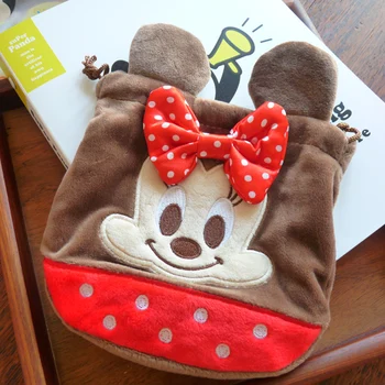 

Cartoon Minnie Mickey Plush Coin Purse Drawstring Bags Children Wallet Minnie Power Bank Storage Bag Cute Key Bag For Girls Gift