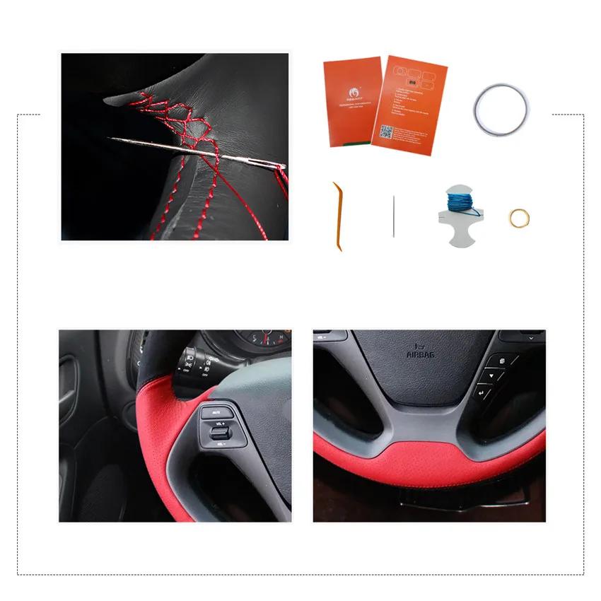 Черный чехол рулевого колеса автомобиля MEWANT из натуральной кожи для Kia K3 2013 2018 Ceed