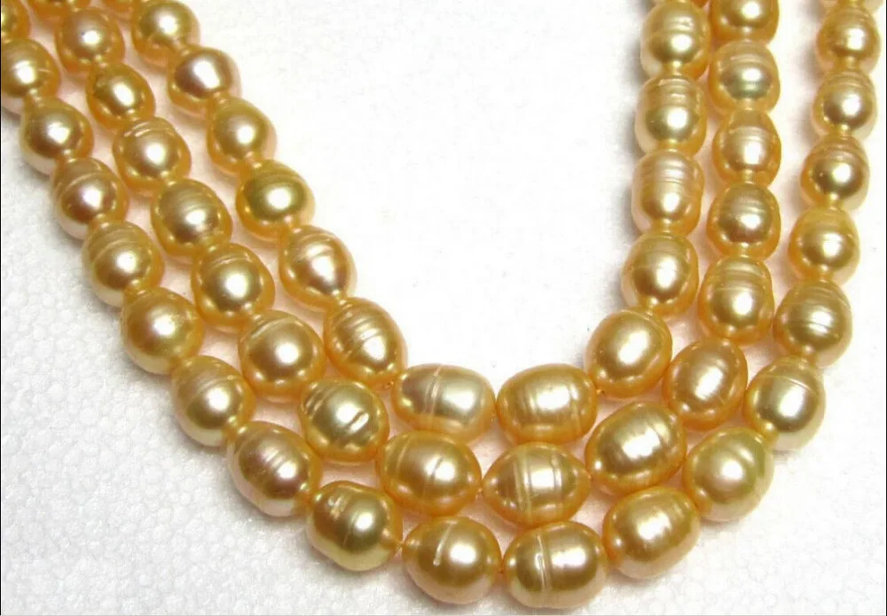 

fastCHARMING HUGE 11-13MM NATURAL SOUTH SEA GOLDEN PEARL NECKLACE 14KGP clasp 48