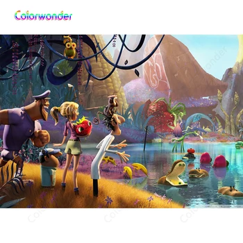 

Colorwonder Photography Background Flint Lockwood Sam 7x5 Monkey and Policeman Food World Seamless Backdrop for Photo Booth Prop