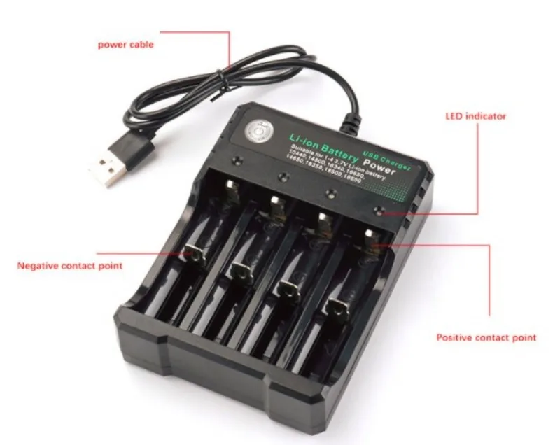 Tinhofire USB 18650 4 слота Интеллектуальный Батарея Зарядное устройство для 10440 14500 16340 16650