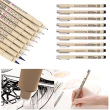 9 шт./1 комплект художественная маркерная Ручка Тонкая подводка Ручка игла Рисование эскизная Ручка Комплект для кисточек тонкий лайнер для рисования чернильные ручки и кисть изысканные художественные принадлежности