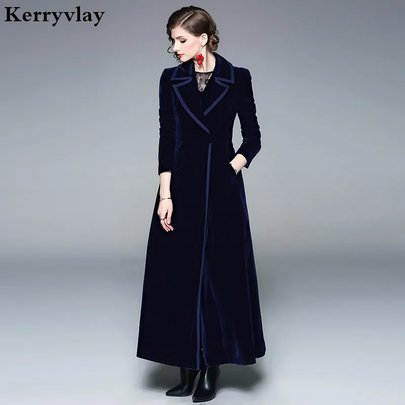 Весенние бархатные синие длинные качели Для женщин легкое пальто Mujer Invierno 2021