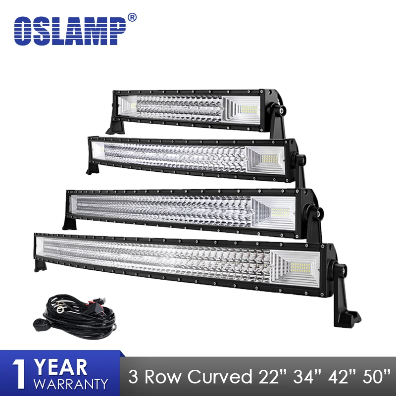 

Oslamp Triple Row 22" 34" 42" 50" Car Curved Work Light LED Light Bar Combo Spot Flood Lamp 12V 24V Off Road Truck
