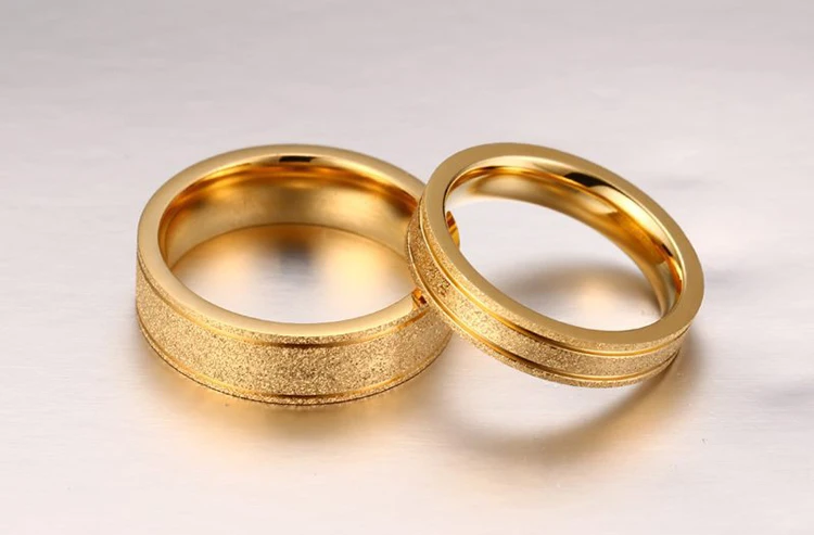 Big Discount Titanium Steel Gold Color Couple Ring For Men Women Lovers Wedding Band Alliance Bridal Jewellery Sets
