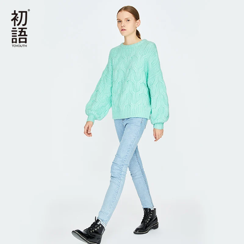 Toyouth Winter Frauen Gestrickte Pullover Lässige Warm Dicken Pullover Oansatz Lose Weibliche Tops Langarm Harajuku Pullover 2019