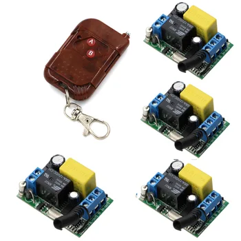 

220V 1CH RF Wireless Remote Switch Wireless Light Lamp LED Switch 4 Receivers & 1Transmitter 315/433 Remote Controller ON OFF