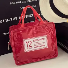 Женские дамские сумки для косметики, ПВХ Прозрачный чехол для макияжа, органайзер для путешествий, для мытья, профессиональный чехол для макияжа с ручкой, водонепроницаемый