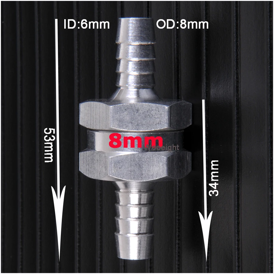 1 шт. односторонний обратный клапан из алюминиевого сплава, пригодный для карбюраторов и морских автомобильных караванов/RV 8 мм