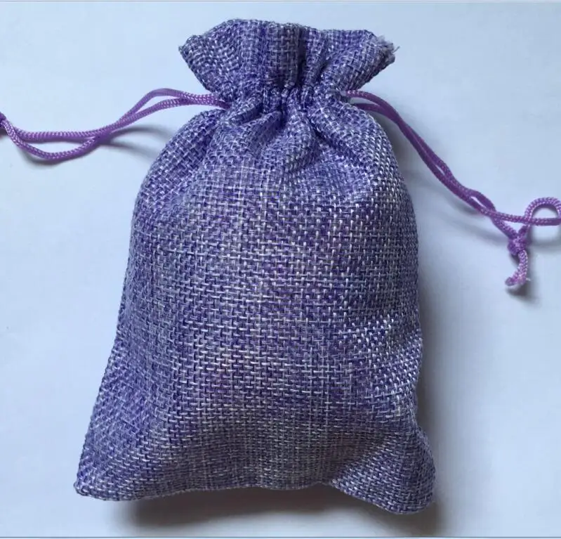7x9cm Light Purple Jute Bag 50pcs/Lot Small Fabric Gift Bags Jewelry