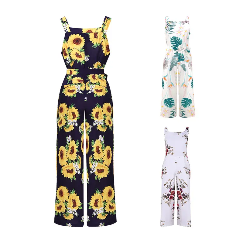 

Fashion Wide Leg Trousers Loose Jumpsuit Female Office 4 Colors Printed Jumpsuits S-XL
