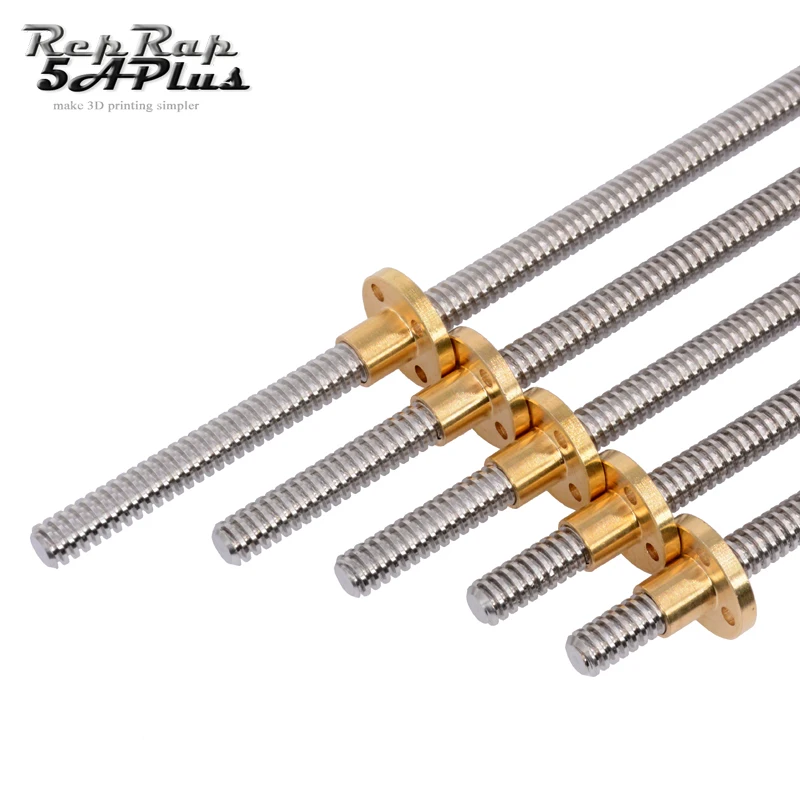 6PCS T8 Lead Screw Pitch 2mm Lead 2mm 150mm 200mm 250mm 300mm 350mm