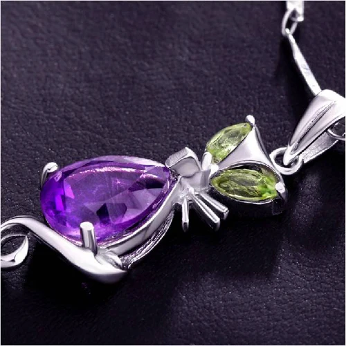Ци Xuan_Trendy фиолетовый камень кулон кошка Necklaces_Real фиолетовый камень Necklace_Quality Guaranteed_Manufacturer непосредственно продаж