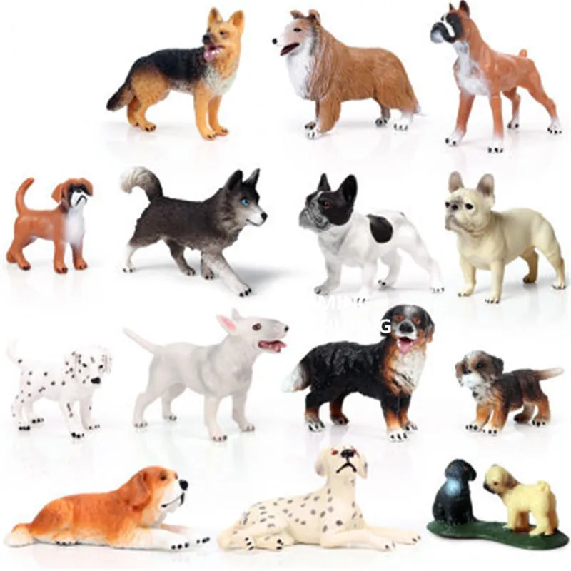 

3" Cute Puppy Statue Teddy dog Welsh Corgi Pembroke Boston Terrier Bulldog PVC Action Figure Collectible Model Toy OPP 8CM B1993
