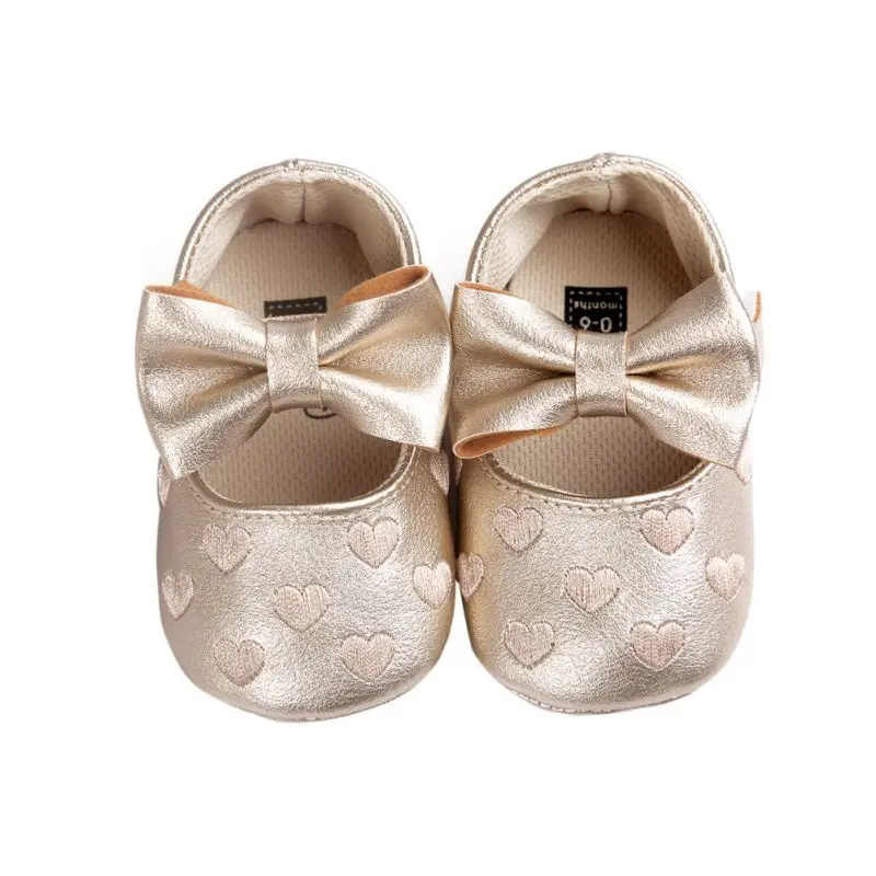 Big Bow Embroidery Love Soft Bottom Kids ShoesNon-slip Baby Shoes Prewalkers Boots Newborn Babies Shoes Soft Bottom PU Leather  