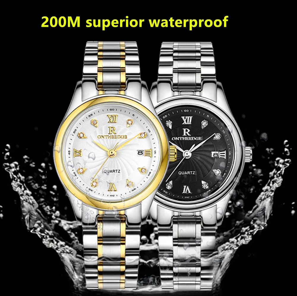 ONTHEEDGE женские часы модные роскошные Reloj Mujer нержавеющая сталь Жизнь Водостойкие