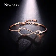 NEWBARK Micro CZ Paved Figure 8 Infinity Bracelet Rose Gold Color And Silver Color Lobster Clasp