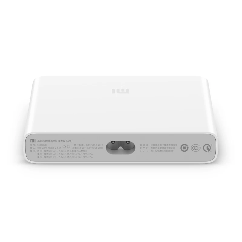 Быстрое зарядное устройство XIAOMI 3 0 для смартфонов 110 240 В 60 Вт 5 портов USB 1 Type C выход