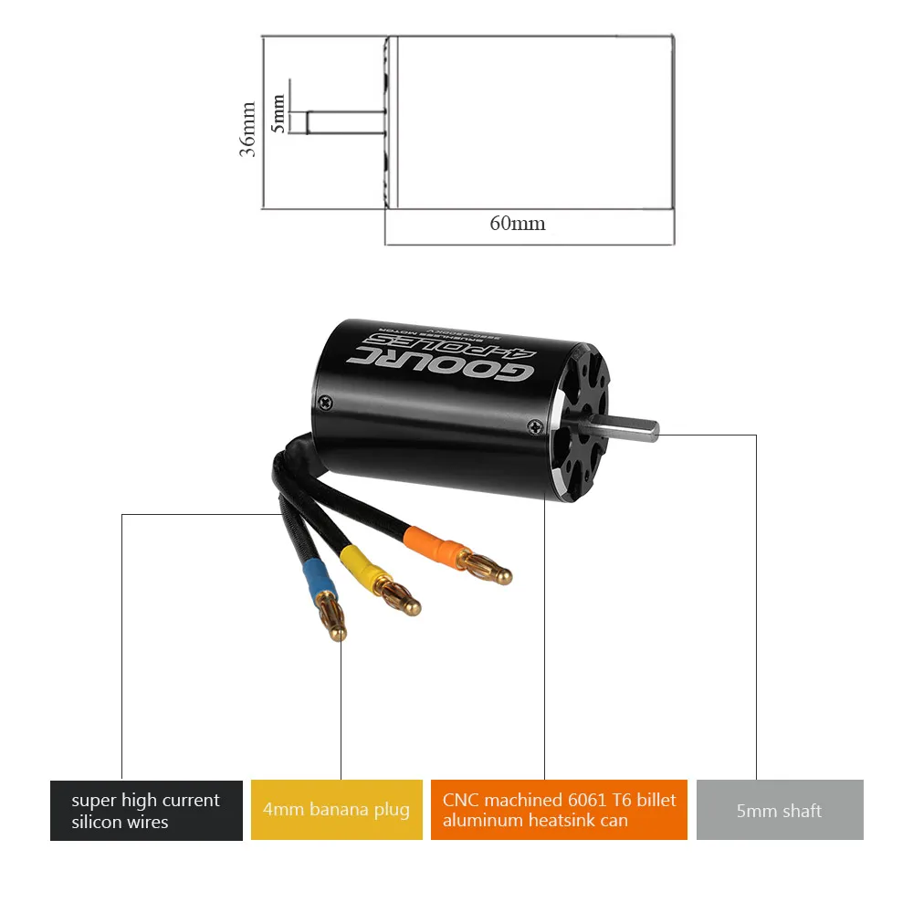 GOOLRC RC часть 90A бесщеточный ESC и 3660 4300KV мотор с 36-S водяным охлаждением куртка комбо для 800-1000 мм RC лодки