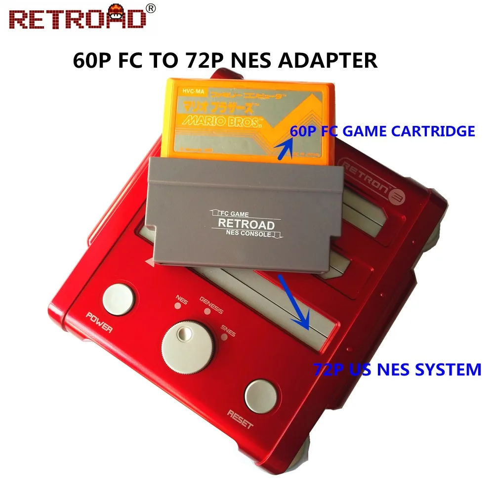 60 Pin To 72 Pin Adapter Converter For Nintendo Nes Console System (fc