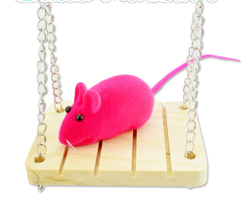 1pc Wooden Swing Hanging Pet Hammock Mouse Rat Bird Hamster Bell
