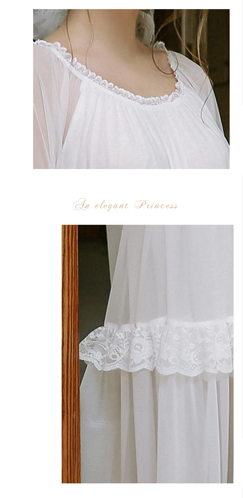 Дворец принцессы пижамы женские Ночное Платье Весна Ретро пикантные Симпатичные длинным рукавом Кружева платье-Пижама, ночная сорочка
