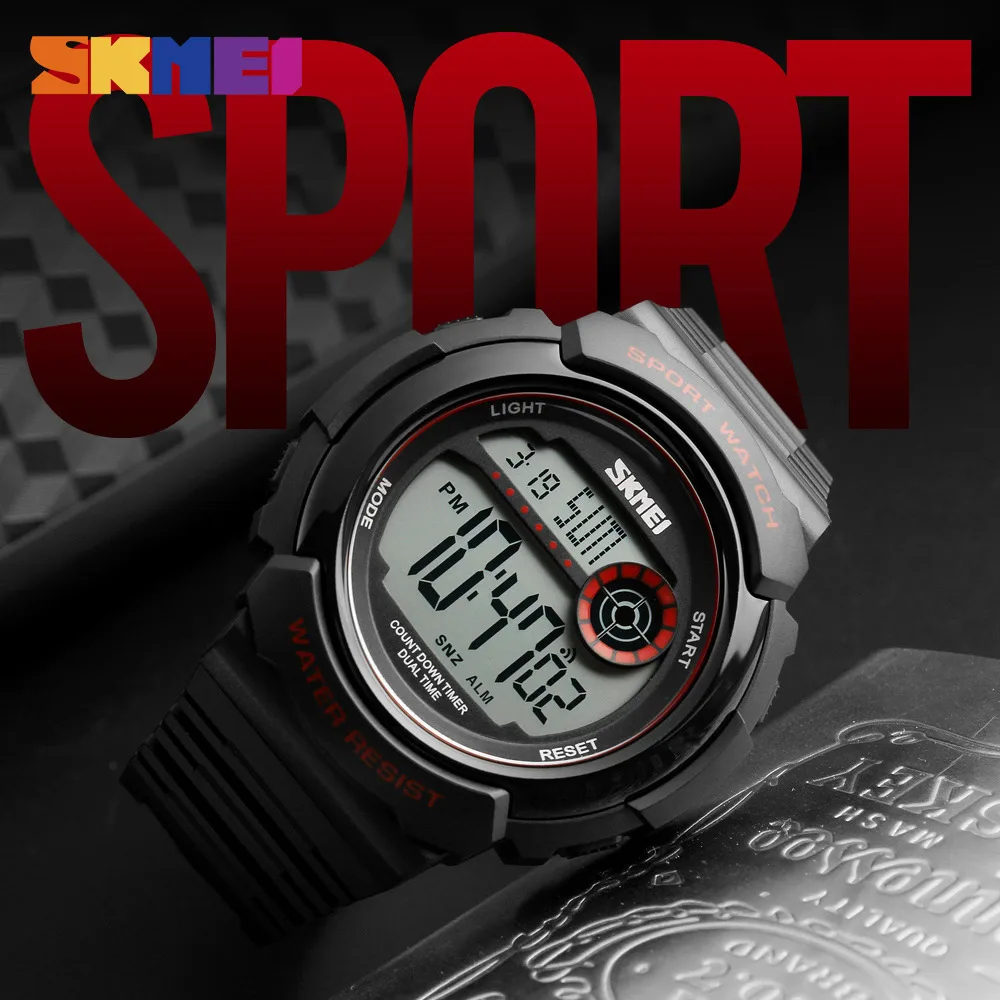 

SKMEI Mens Sports Watch Sport Waterproof Chronograph Alarm Dual Time Count Down Relogio Masculino Montre Homme Sport Wristwatch