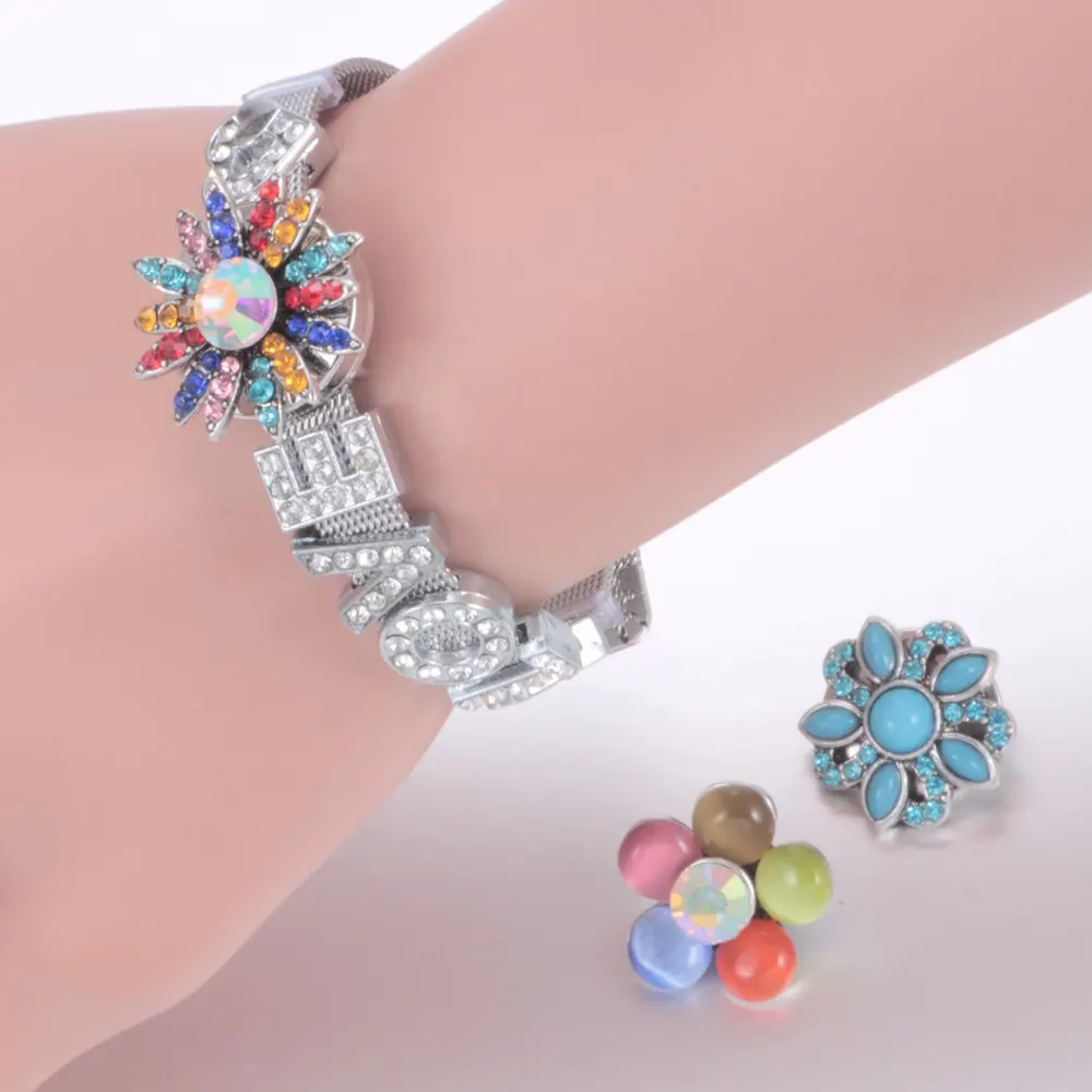 Royalbeier 12pcs/Lot Horse Pattern Glass Charm 18mm Snap Button Jewelry Fashion DIY 18mm Bracelet Snap Jewelry