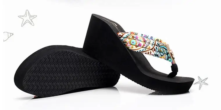 Willow Valley Tong/женские шлепанцы на высоком каблуке, обувь на платформе, пляжные летние сандалии - Цвет: black