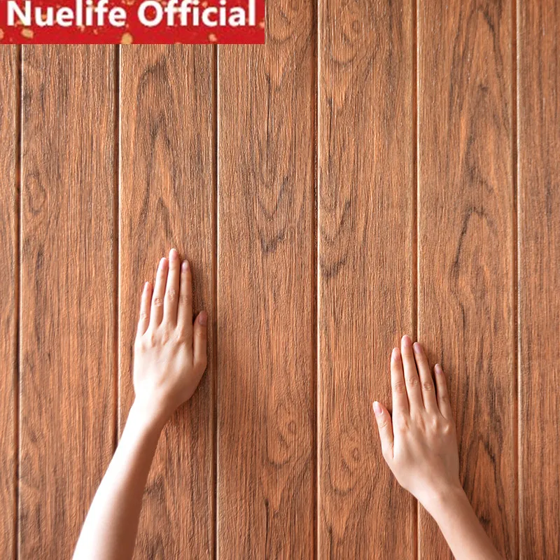 

Imitation wood pattern foam 3d wall stickers living room bedroom waterproof mildew ceiling decoration self-adhesive wallpaper