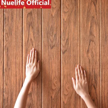 

Imitation wood pattern foam 3d wall stickers living room bedroom waterproof mildew ceiling decoration self-adhesive wallpaper