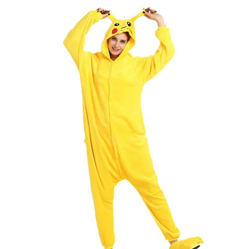 

Kigurumi Pokemon Pikachu Pajamas Animal Party Cosplay Costume Flannel Onesies Game Cartoon Animal Sleepwear