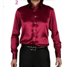 Мужская рубашка на заказ повседневные Костюмы шелковое атласное с длинными рукавами Повседневные рубашки модные стильные рубашки для жениха