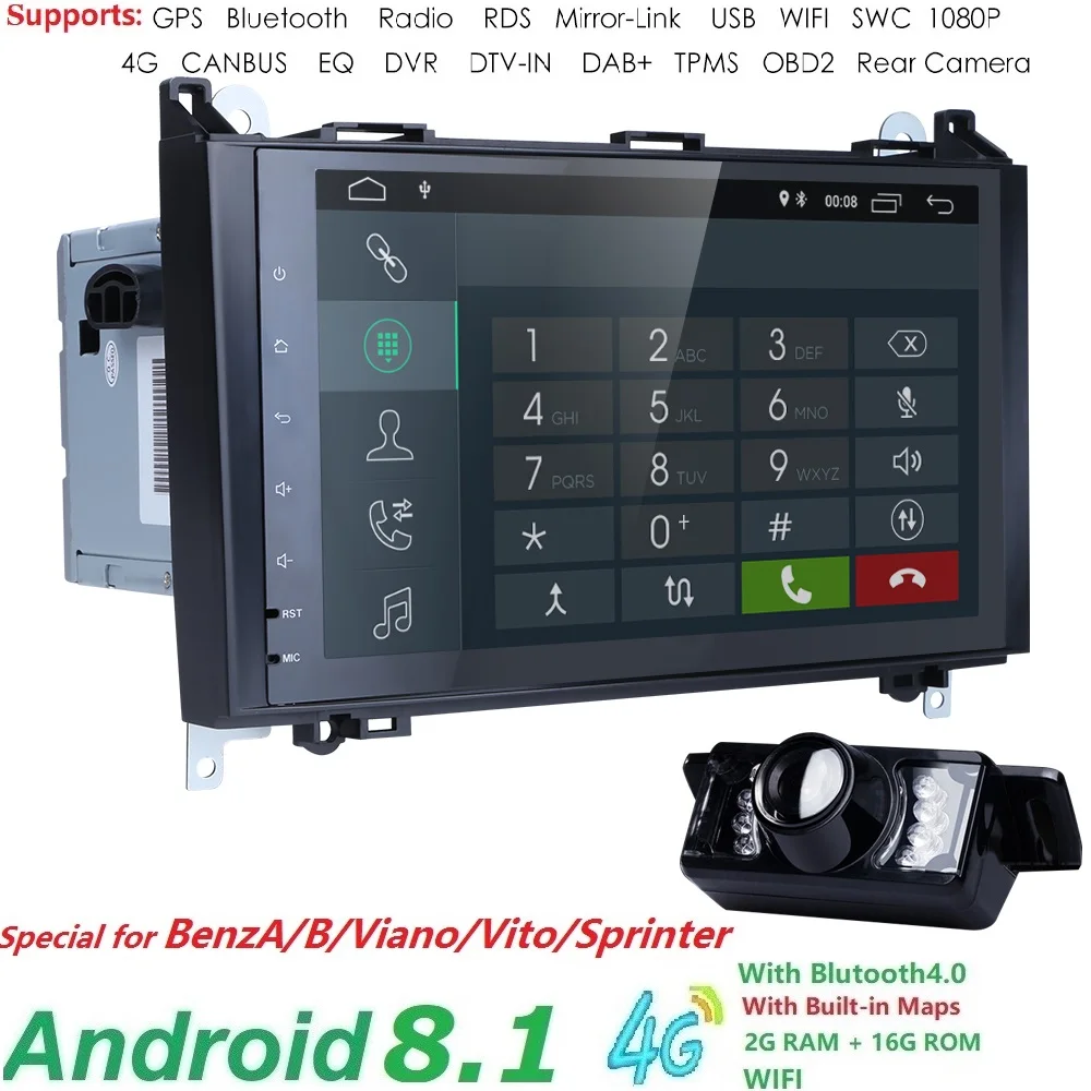 

2GRAM 4G WIFI 2din no-DVD GPS Head unit for Mercedes Benz B200 A B Class W169 W245 Viano Vito W639 Sprinter W906 Bluetooth Radio