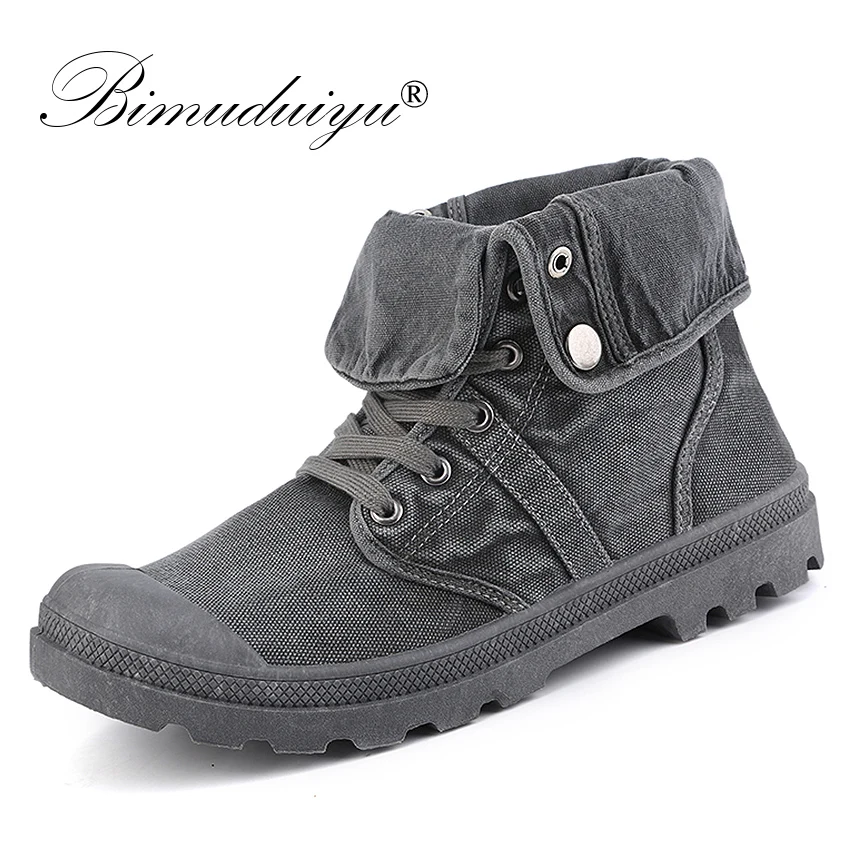 Comprar BIMUDUIYU 2018 Zapatos de lona Zapatos de hombres Martin botas alta tobillo botas para Hombre otoño primavera botas Casual Zapatos Hombre