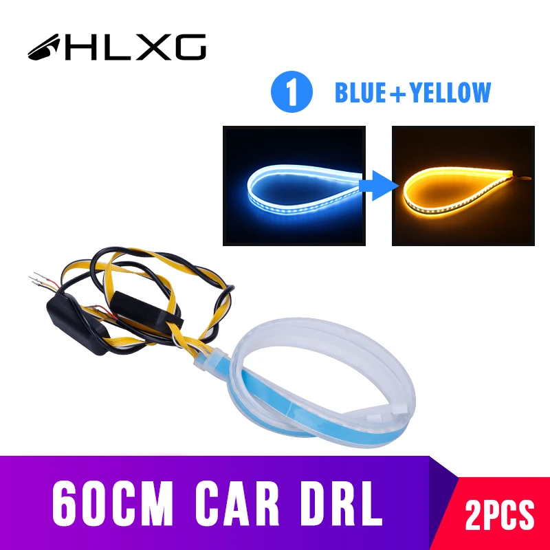 

30cm 45cm 60cm vehicle DRL Flexible Tube Strip led car Daytime Running Lights Turn Signal Angel Eyes diode lamps for cars 2PCS