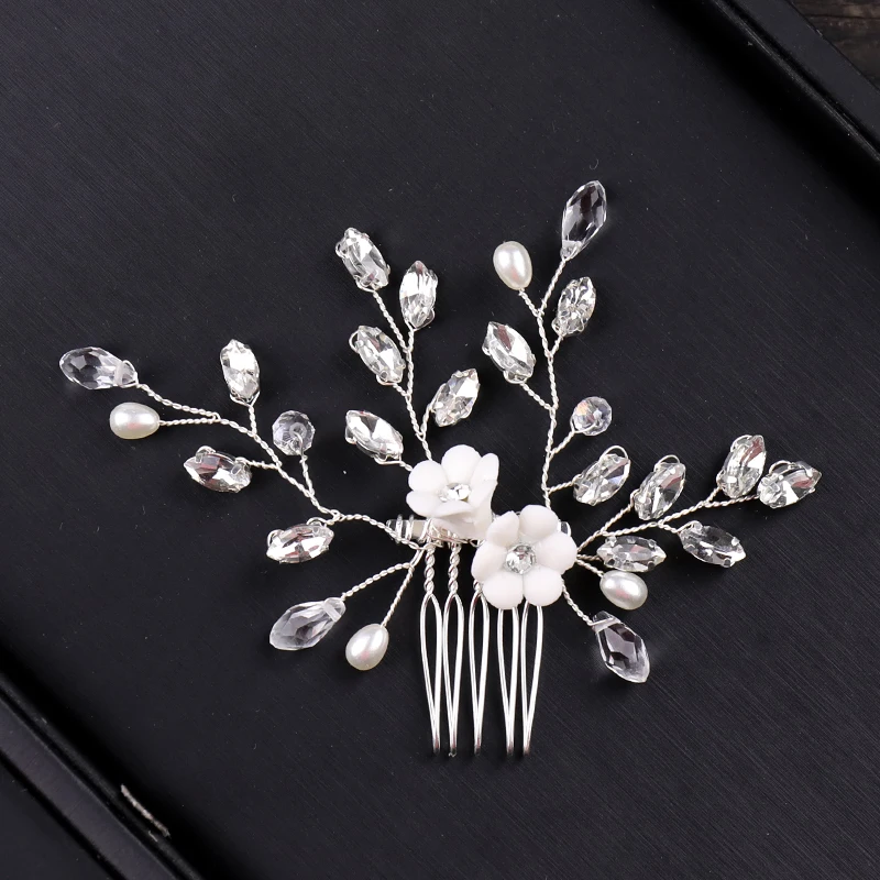 Silver Crystal Hair Ornament Small Size Comb (2)