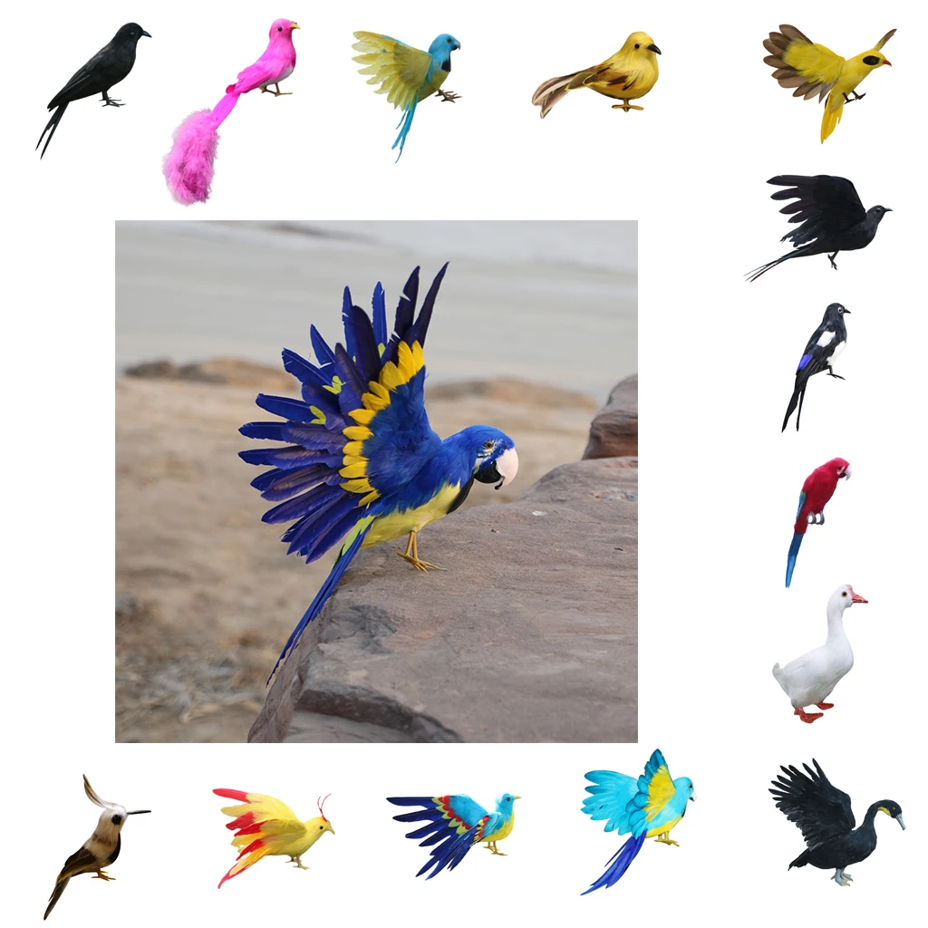 MagiDeal Handmade Colorful Artificial Feathered Bird Decorative Ornaments Table Top Shelf Display Home Decoration Craft