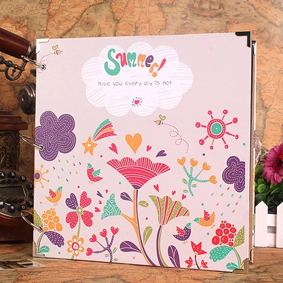 

DIY 28*28 cm Flower Heart Paper Photo Albums Manual Family Album Newborn Gifts Baby Lovers Wedding Memory Albums
