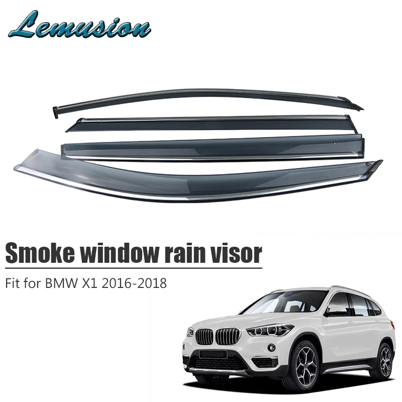 High Quality 4pcs Smoke Window Rain Visor For BMW X1 F48 2016 2017 2018