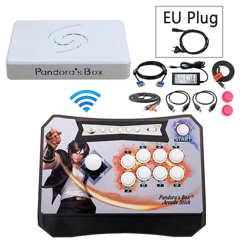 Pandora Box 6 1300 в 1 беспроводной аркадный бой палка аркадный контроллер части для ПК PS3 ТВ аркадный контроллер 2 игрока Консоль 3d - Цвет: 1P black EU plug