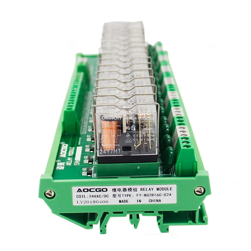 16 каналов 1 SPDT DIN рейка OMRON G2R 24 в модуль релейного интерфейса DC/AC|omron g2r|interface relaydin