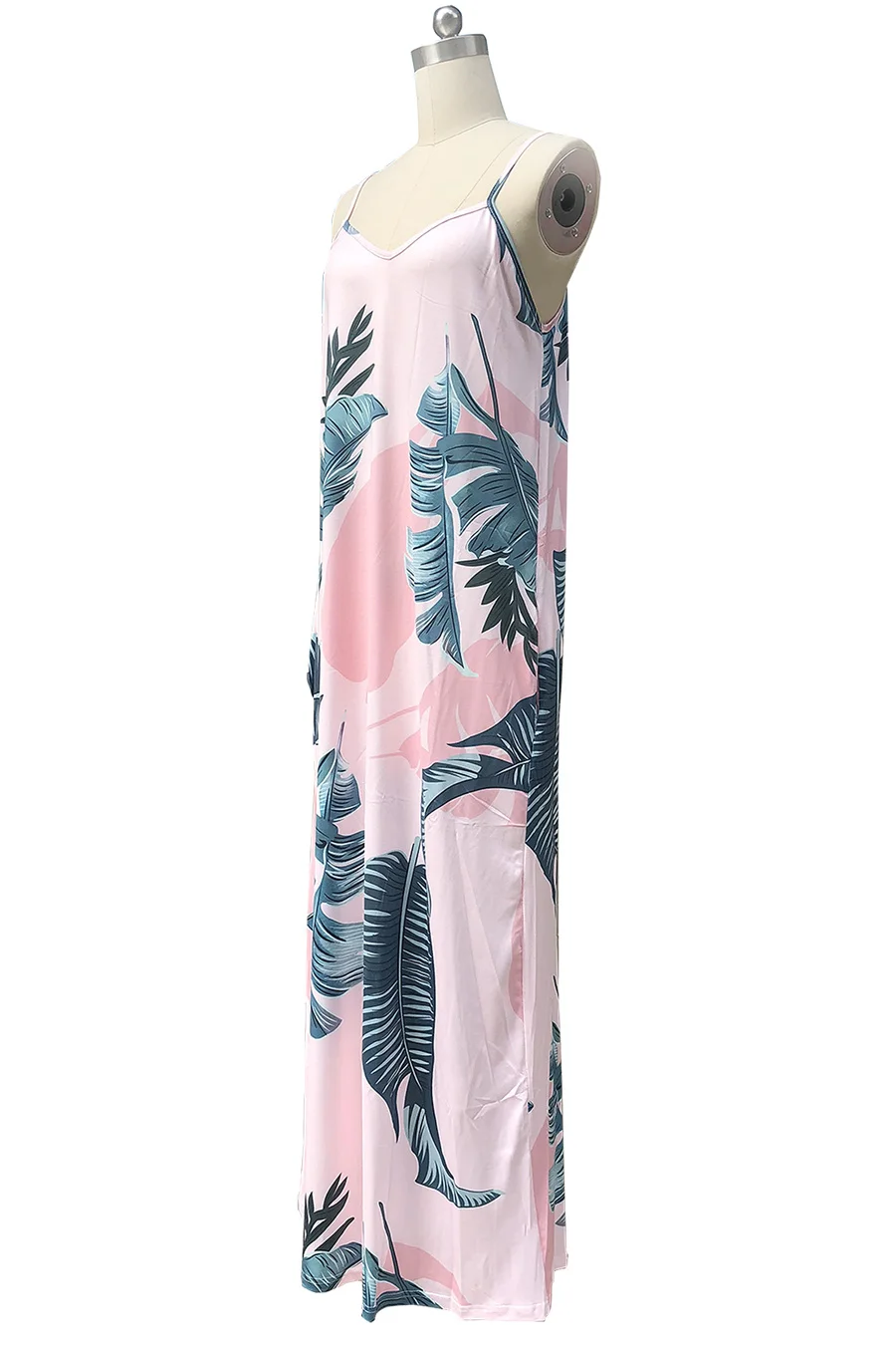 Gladiolus Elegant Long Dresses Bohemian Sundress 2018 Women V-Neck Spaghetti Strap Print Floral Maxi Causal Loose Summer Dress (26)