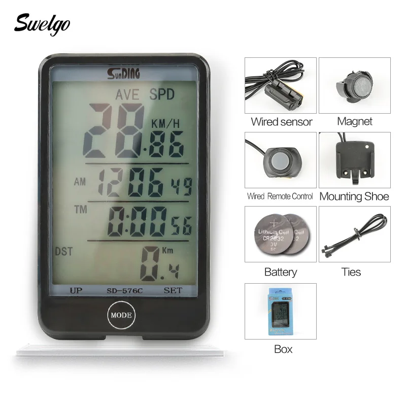 

Swelgo Wireless Bike Computer Speedometer Odometer Rainproof Cycling Bicycle Computer Bike Measurable Temperature Stopwatch