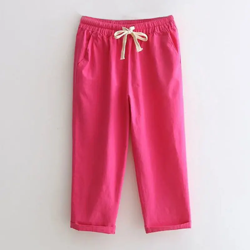 HEE GRAND Women's Candy Pants 2018 Soft Harem Mom Jeans Girls Trousers Mid Elastic Waist Calf Length Stretch Loose Pant WKD572