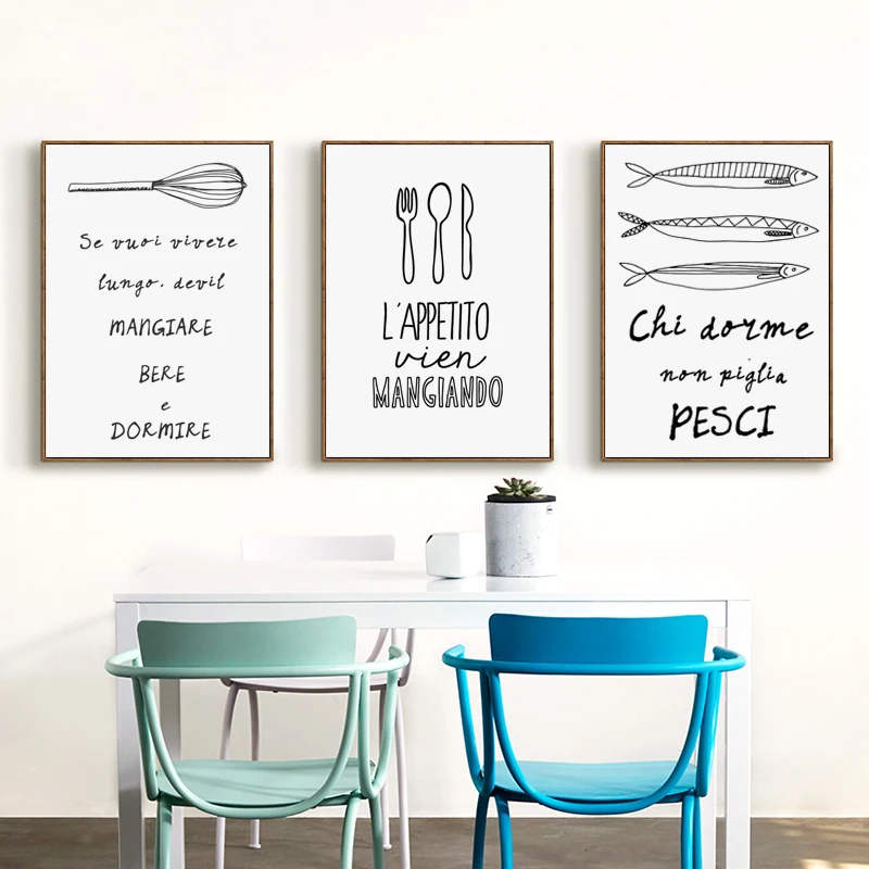 Dinding Hitam Dan Putih Peralatan Makan Dapur Makanan Frase Dinding Hitam Dan Putih Peralatan Makan Dapur Makanan Frase Bianche A4 Kanvas Lukisan Art Print Poster Gambar Hotel Dekorasi Di Painting Calligraphy Dari