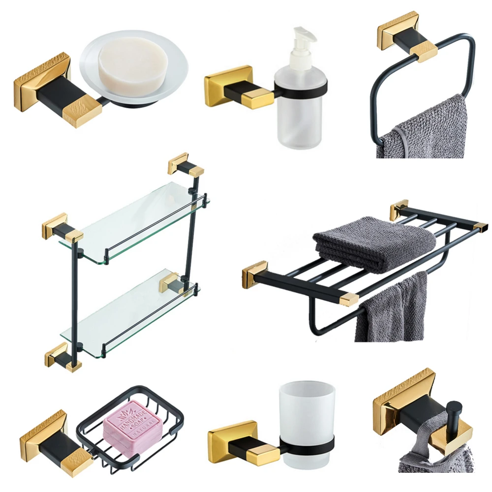 Solid Brass Bathroom Accessories Set Toilet Brush Holder Black Solid Brass Bathroom Accessories Set Toilet Brush Holder Black