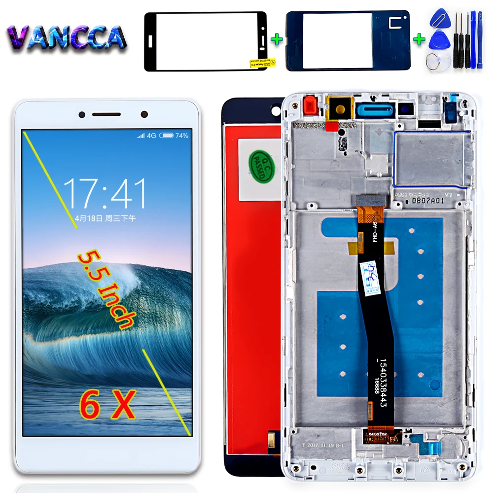 

100% Tested LCD display For Huawei Honor 6X 5.5 inch Touch Screen Digitizer Assembly 1920*1080 Frame For Huawei GR5 2017